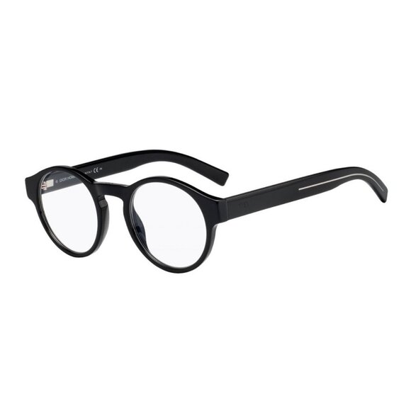 NEW AUTHENTIC DIOR BLACKTIE245 0807 BLACK CLEAR ROUND MEN DIOR EYEGLASSES - Picture 1 of 3